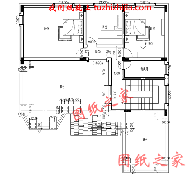 农村两层半楼房设计图，平面功能分区明确，布置合理