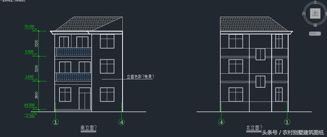 8.64米X10.43米三层别墅适合农村自建，效果图展示（全套施工图）