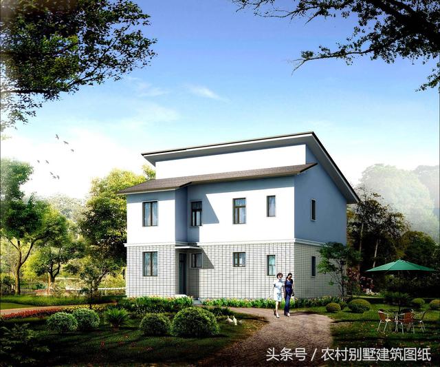 10.44米X9.24米二层新农村独栋房子设计图，田园气息