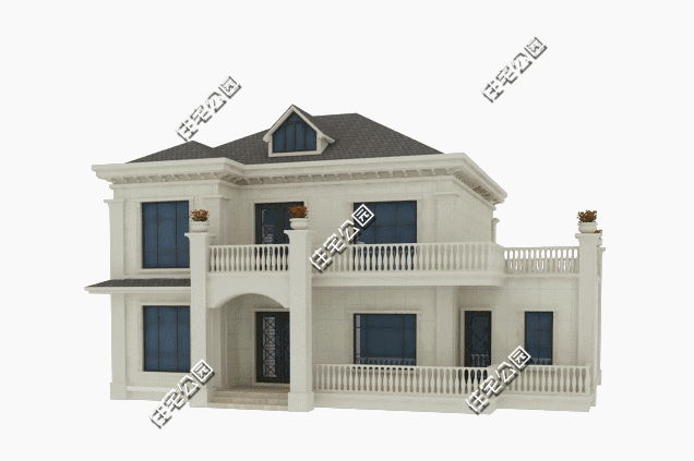 15X10米简欧风格二层农村房屋方案图，坡屋顶+老虎窗