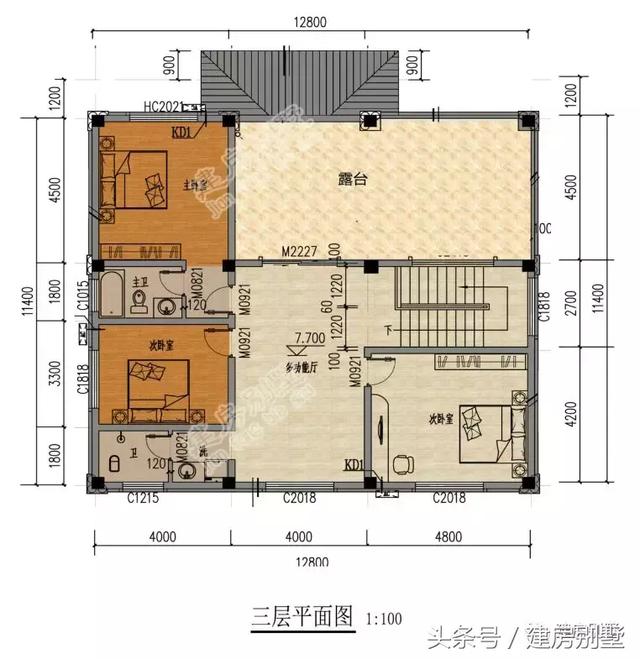 同样开间12.8米的两套三层别墅设计方案，你会选哪个？