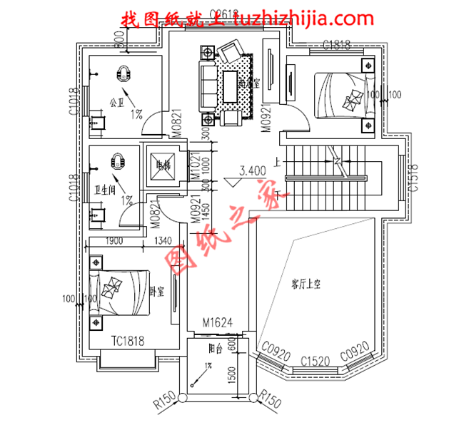 带电梯农村建房三层小洋楼,楼中楼结构,带露台