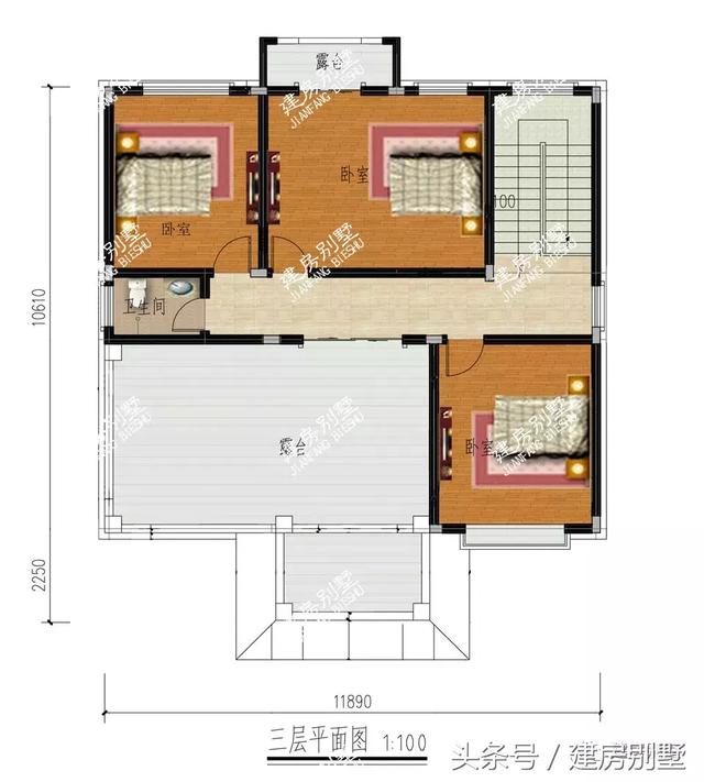 带套间的三层别墅设计方案图，造型气派户型通透