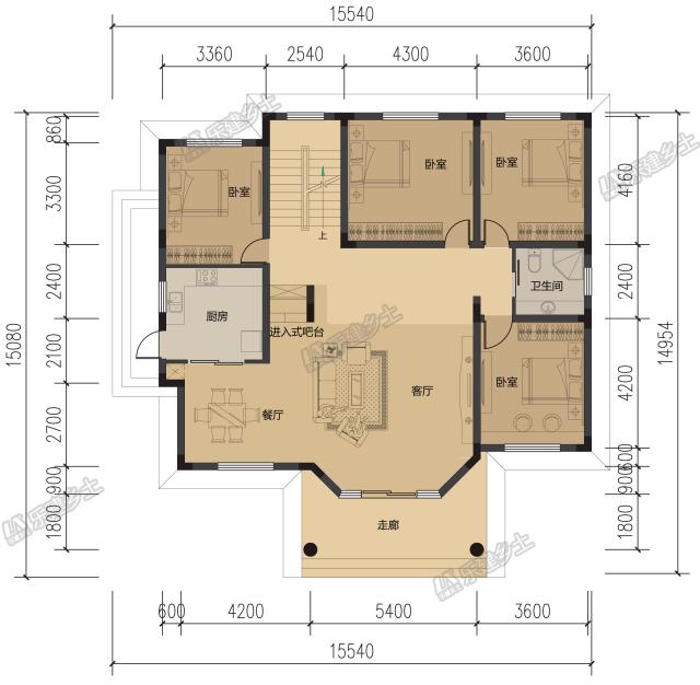 15x16米二层简欧别墅设计，户型经济实用
