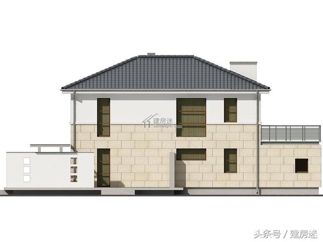 简欧风格15米X10米两层带车库砖混农村二层房屋设计图带建成的图片