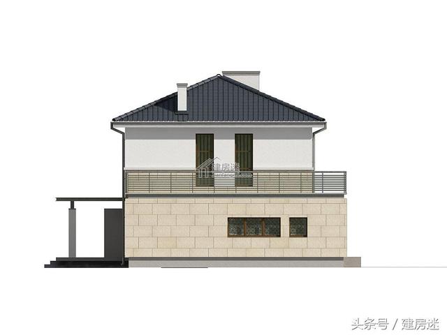 简欧风格15米X10米两层带车库砖混农村二层房屋设计图带建成的图片