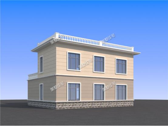 12X11米二层平屋顶农村别墅图，露台加天台，空间利用率高