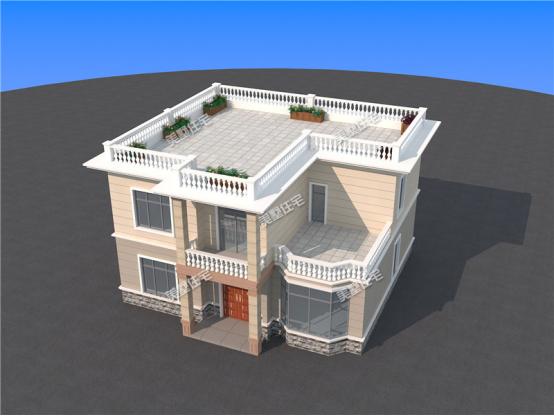 12X11米二层平屋顶农村别墅图，露台加天台，空间利用率高