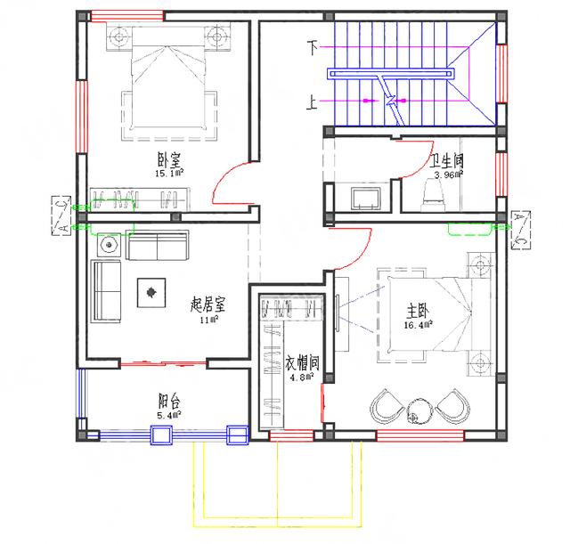三层80平屋顶自建房方案户型图,简约而不简单