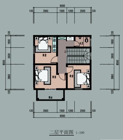 9X8米普通农村三层楼房设计图，平屋顶还带露台
