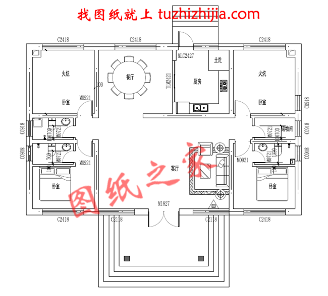 农村盖平房设计大全图,乡下建房一层户型图及