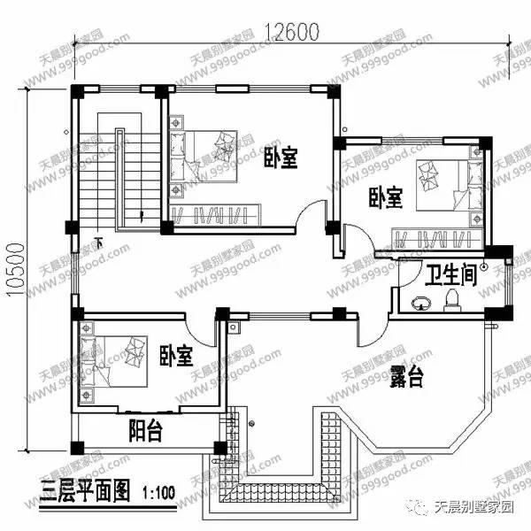 新农村16.1X10.5米别墅设计图，独立车库设计带堂屋！