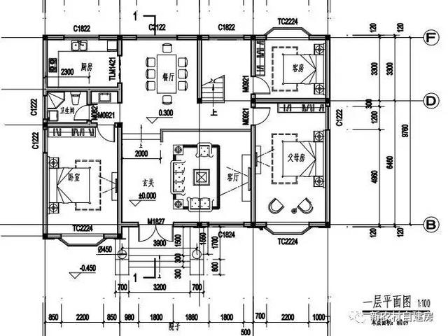 15x10米二层农村别墅设计图，8间卧室，含平面图和立面图
