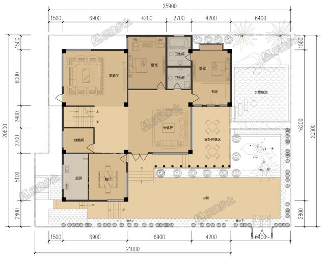 三层带地下室+庭院别墅，一个平面方案，两种外观设计