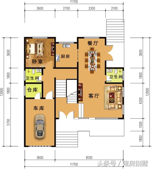 11.7×12.9米三层农村别墅，建房就要与众不同和独一无二