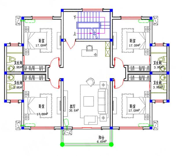 三层平顶砖混结构自建房施工图40万3厅10室12卫15×10.9带佛香阁泡茶厅套房