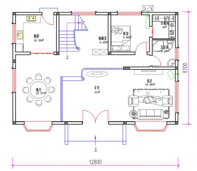 二层带阁楼新农村别墅全套施工图110㎡30万2厅4室带棋牌室，简单又实用