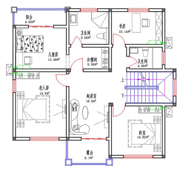 全套30万2厅5室4卫12×11带棋牌室主人房豪华套间三层别墅图纸
