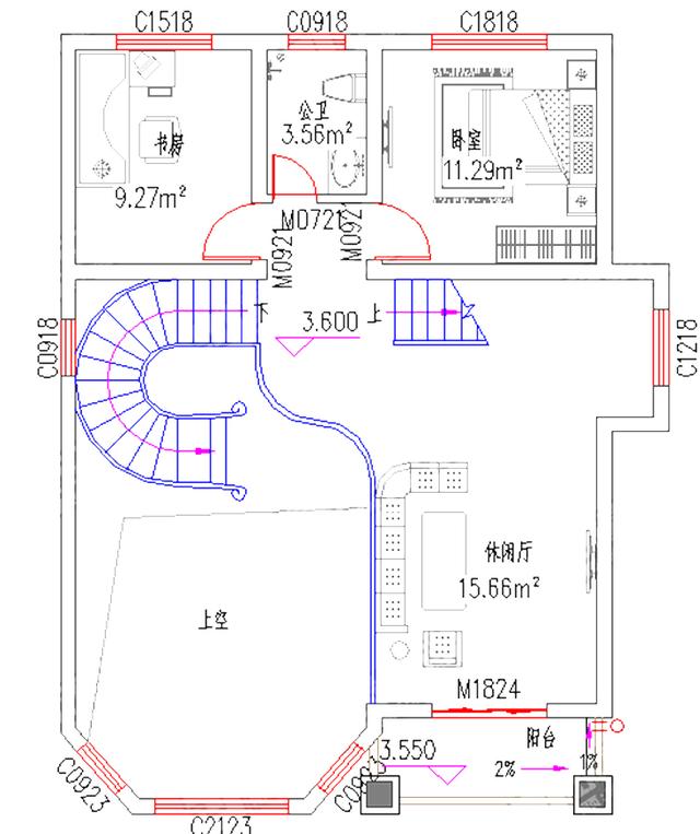 复式三层别墅设计图，占地100㎡，2厅5卧带棋牌室休闲厅，结构设计独特新颖。