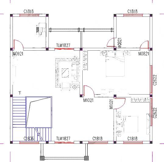 三层带阁楼层别墅设计图，4厅6室，13×12米，造价50万。