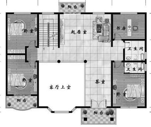 2厅6卧二层自建房，占地200㎡，户型简约大方，容易施工，特别适合农村建房。
