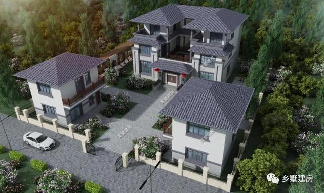 新中式农村四合院别墅图，带小院和露台，让你的房子脱颖而出