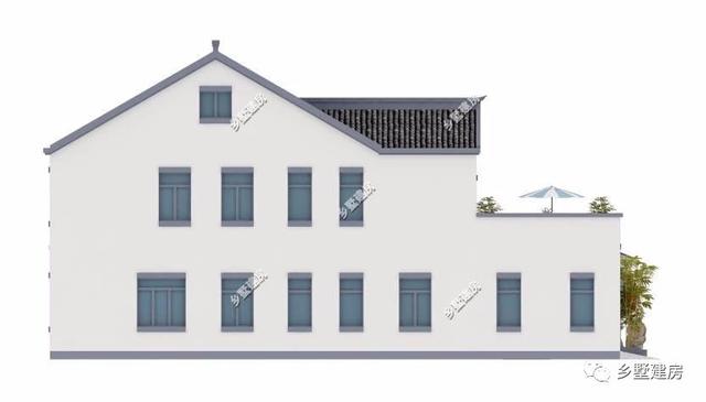 360平农村四合院别墅设计图，黛瓦白墙，简约大方，还有阳光房+健身房