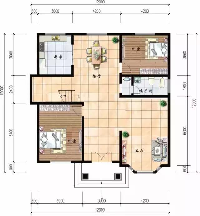 开间12米的自建房别墅设计图，二套附平面图随你选