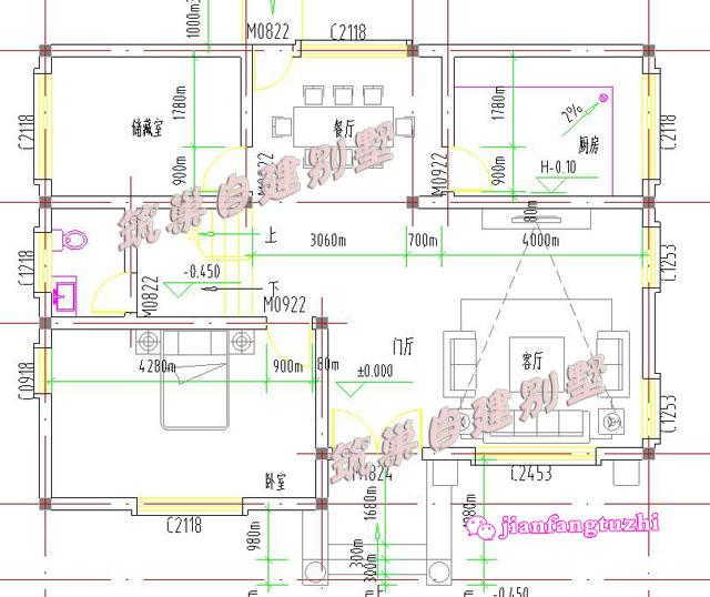 简易三层农村自建房全套设计施工图，100平方米12x9米房屋结构层次分明