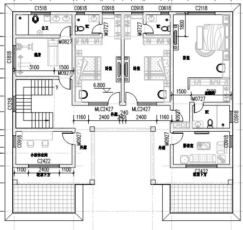 三层新中式别墅合院设计图，阶梯式外观时尚大气，内部功能房齐全