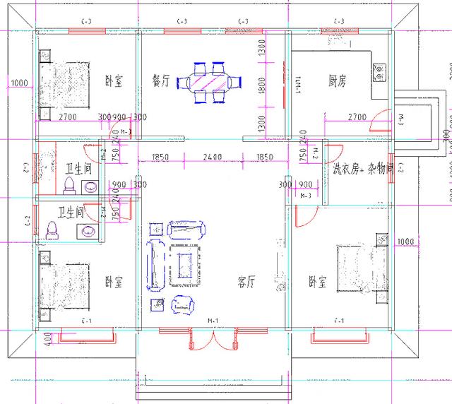 一层20万15×12米2厅3室带卧室套房别墅图纸建筑结构水电齐全