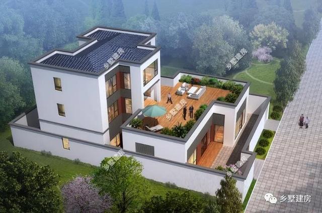 40万建11X11米农村三层别墅图，美观实用，完全符合中国人对于房子的审美追求