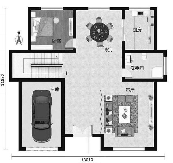 28万进深13×12米3厅5卧二层带车库别墅设计图，家里有宅基地的赶紧建起来吧