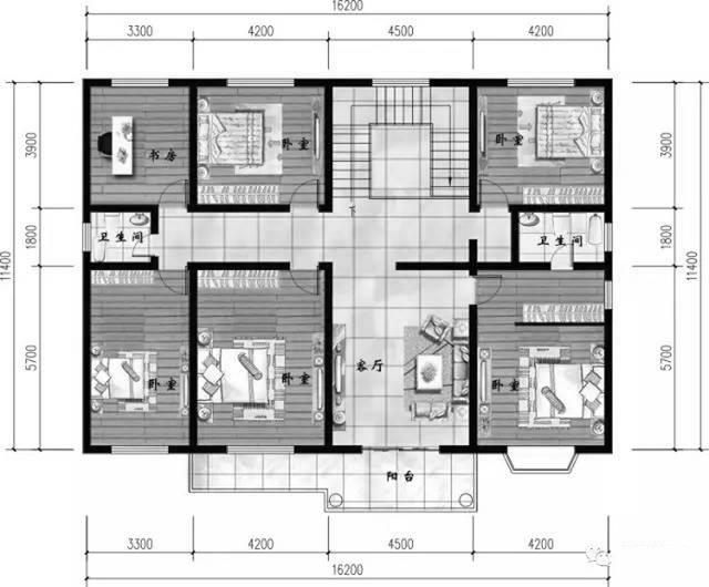16×11米3厅7卧农村二层自建房，造价35万，带阁楼