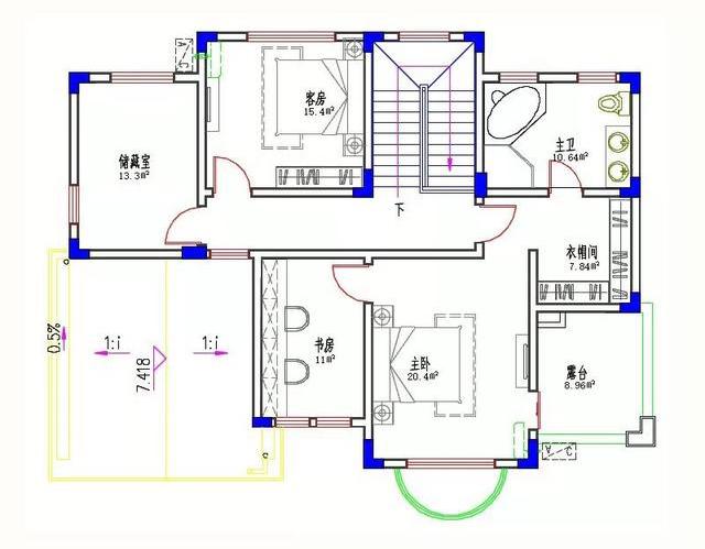 40万14×11米3厅5卧带挑空客厅欧式田园三层农村自建房设计图