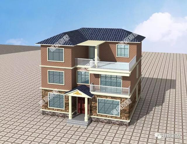 12.8×12.2米农村三次别墅设计图，布局很实用且主次卧设计分明