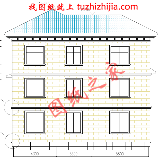 的设计会让别墅的整体空间显得十分大气。因为客厅楼上与楼下架空想通,除了让房子更显大气之外,还会让通风采光更加有优势。 占地面积:13.6m*12.6m,一层占地175平方米左右; 建筑层高:三层; 建筑高度:13.36米(含屋顶); 设计功能: 一 层:客厅、厨房、餐厅、卧室(带衣帽间)、卧室、棋牌室、卫生间; 二 层:客厅、卧室x2、卫生间、阳台; 三 层:客厅、卧室(带衣帽间)、卧室x2、卫生间、大露台; 图纸目录: 建 筑 图:建筑设计说明、一层平面图、二层平面图、三层平面图、屋顶平面图、正立面图、