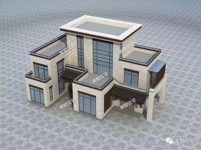 平屋顶新中式别墅图，一种风格，两种设计，好房子就是受欢迎