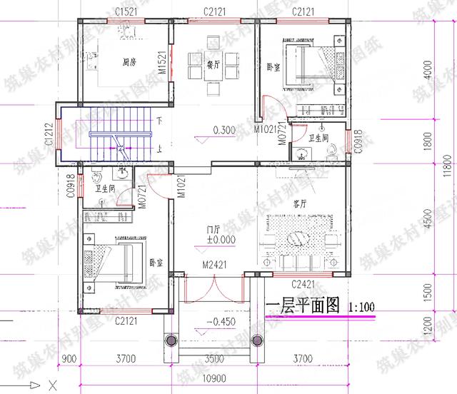 二层简欧风格别墅设计图,25万12×12米4厅6卧