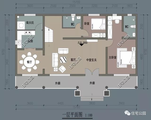 二层洋气农村别墅设计图，6室2厅，整体别致细腻