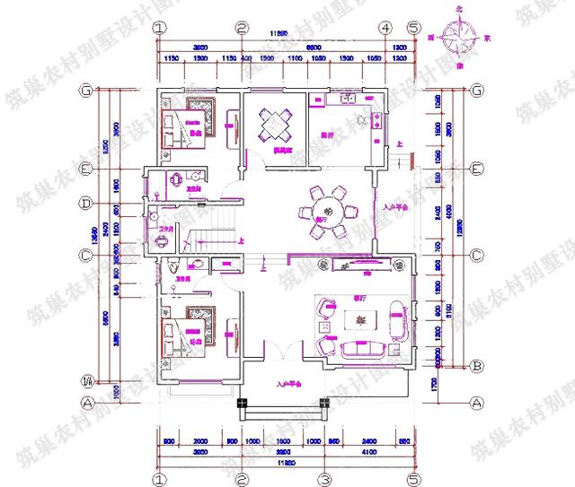 三层带棋牌室+卧室套间农村独栋别墅施工设计效果图，造价45万左右