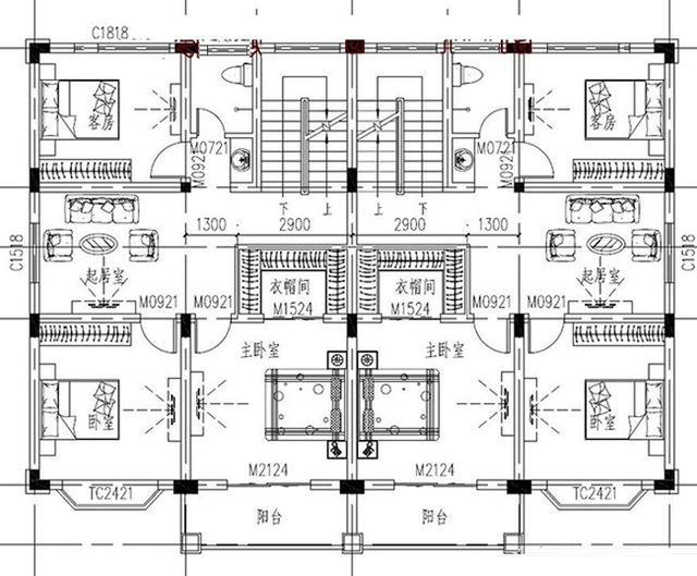 16×11米二层双拼别墅设计图，经济实用，适合两兄弟的双拼户型