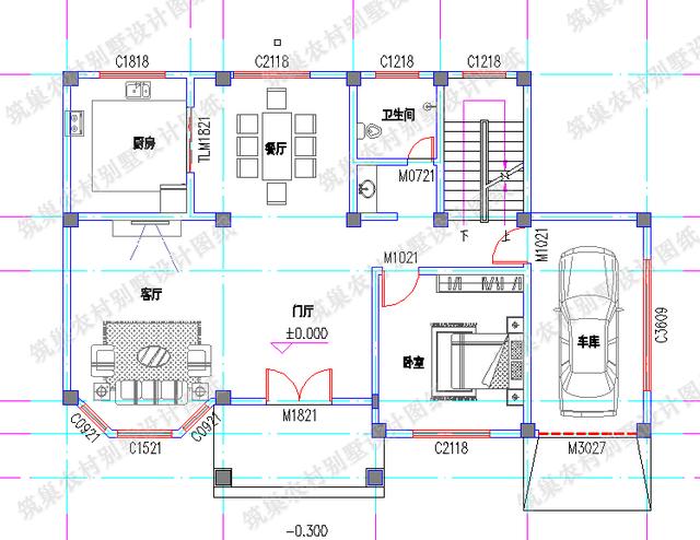 16×10米4厅5卧二层别墅设计图，造价28万，带车库飘窗