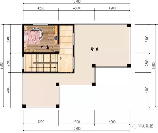 12.7×9.8米三层别墅设计图，简单实用，主体造价45万，带有大露台。
