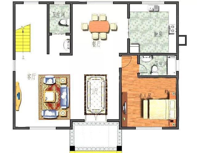 农村二层房屋设计图开间进深13米×10米，占地面积142平，适合老人居住