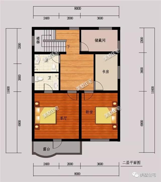 两款小面宽的别墅户型图，占地不足100平，照样美美哒