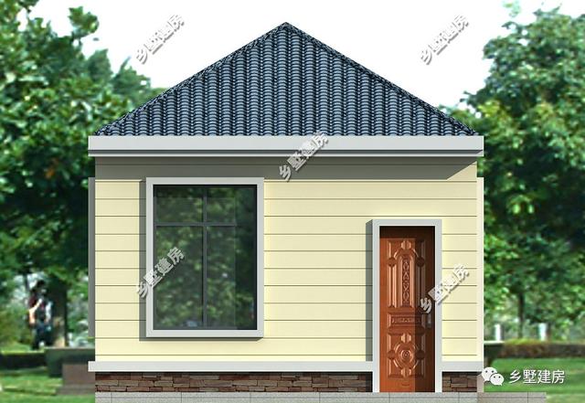 5x13米农村小开间自建房设计图，湛蓝色简单造型的坡屋顶，简约、大方，更显精致