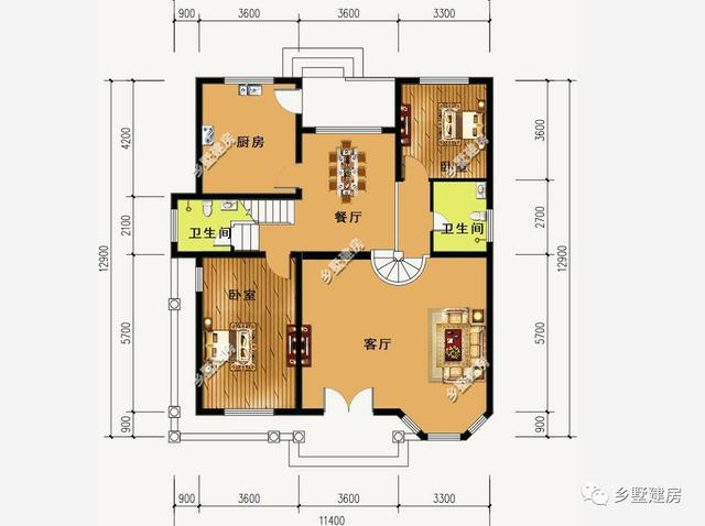 今天推荐两款超大挑高客厅的二层别墅设计图，装修后更漂亮