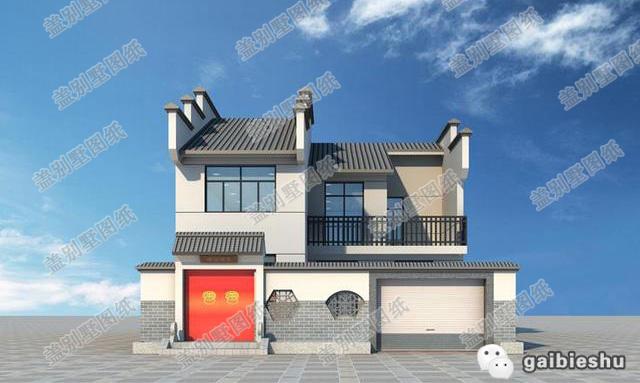 一款中式一款徽派风格二层农村自建房设计图，均带有古典韵味，很中国风