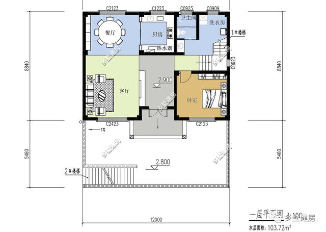 二层欧式自建房别墅设计图，5室3厅3卫，简洁大气，挺适合咱们老百姓的